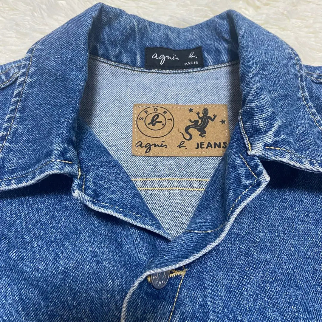 agnes b 101J type open collar French denim jacket G-jacket