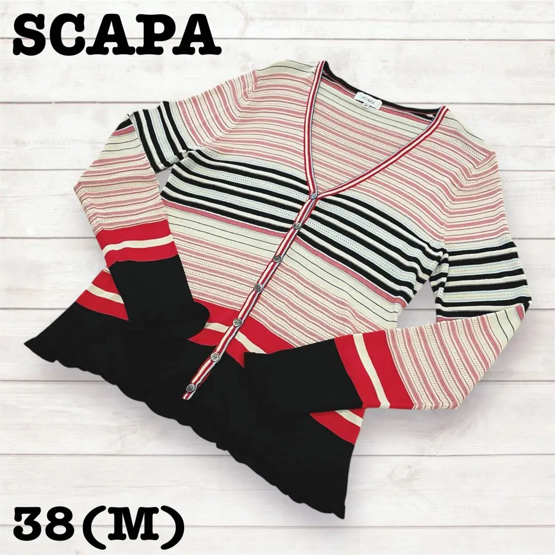 [Same -day shipping] SCAPA⭐︎ Scalpa Stripe Cardigan V -neck button M