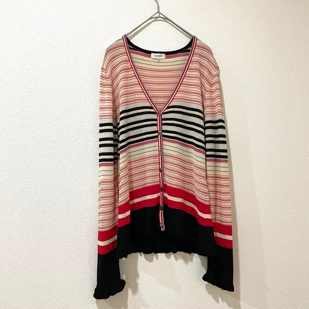 [Same -day shipping] SCAPA⭐︎ Scalpa Stripe Cardigan V -neck button M