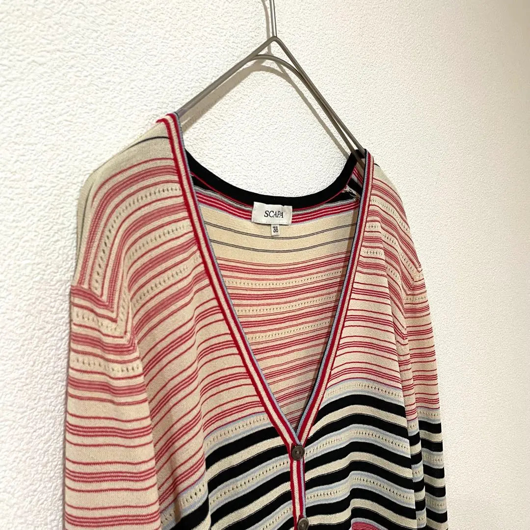 [Same -day shipping] SCAPA⭐︎ Scalpa Stripe Cardigan V -neck button M