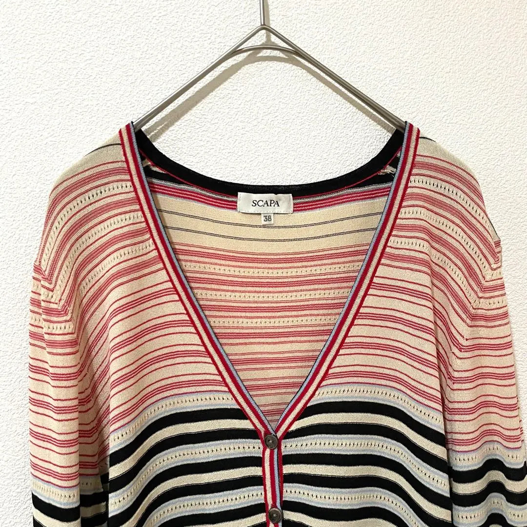 [Same -day shipping] SCAPA⭐︎ Scalpa Stripe Cardigan V -neck button M