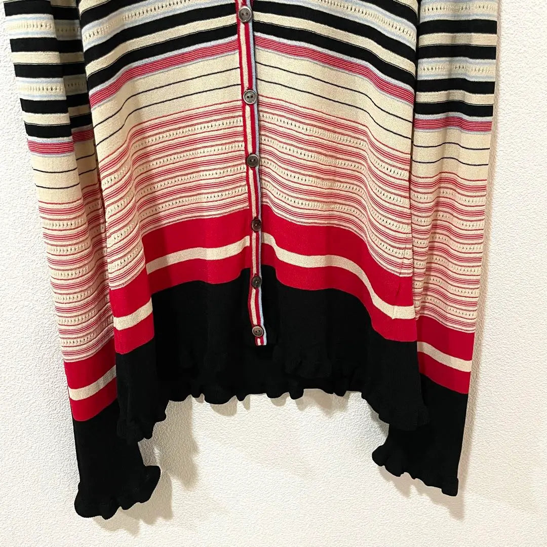 [Same -day shipping] SCAPA⭐︎ Scalpa Stripe Cardigan V -neck button M