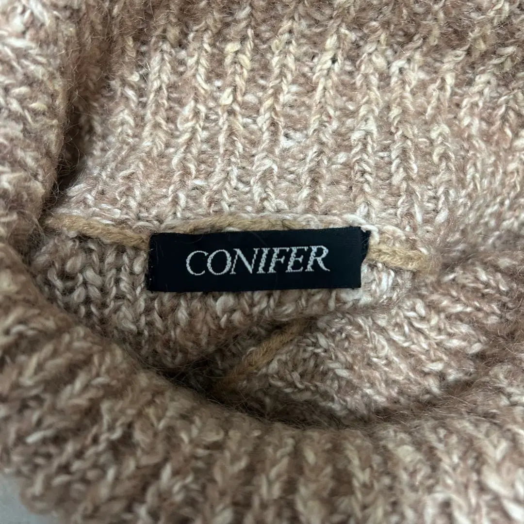 Buen estado [CONIFER] Jersey de cuello alto de mezcla de mohair Conifer con mangas francesas