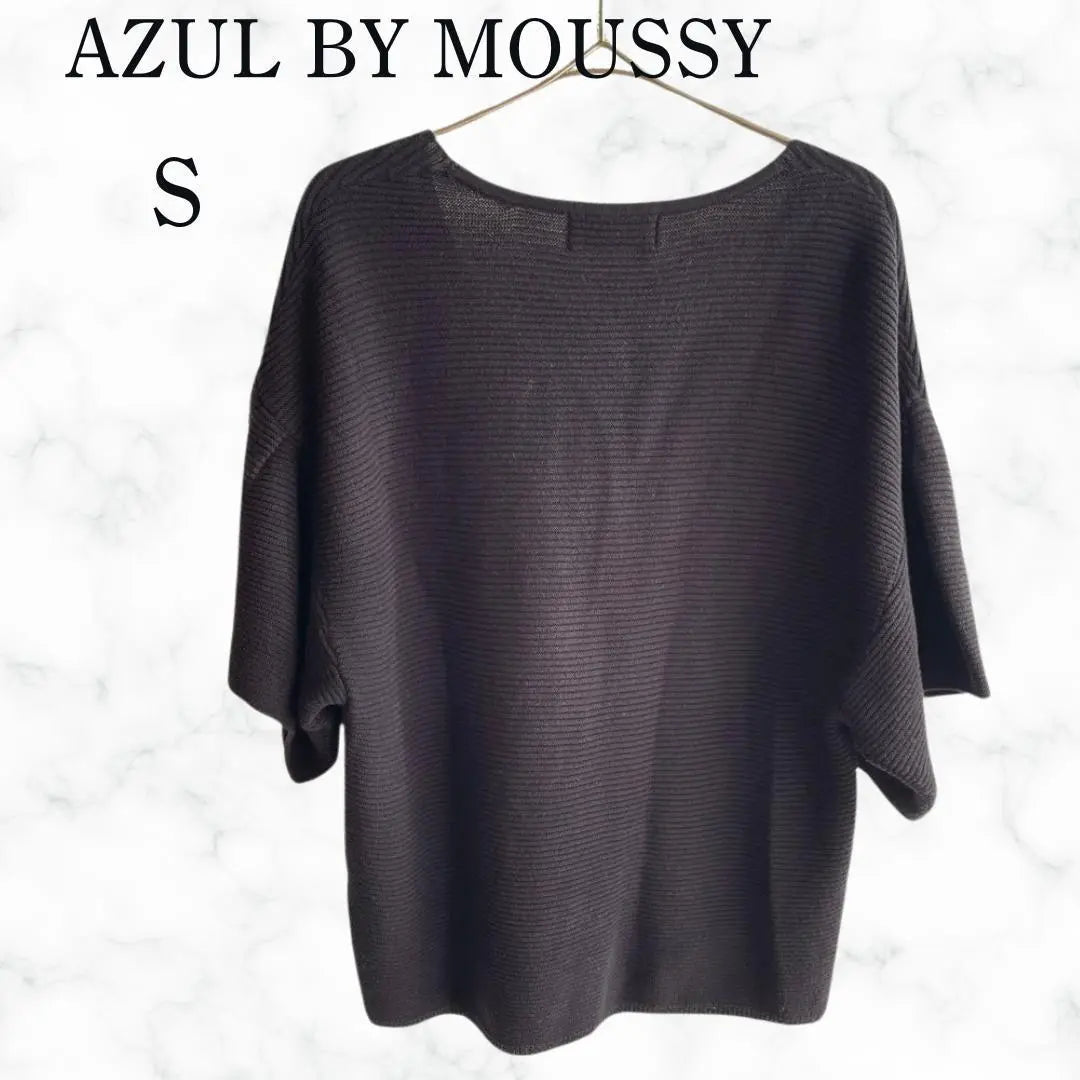 Azur by Moussy Women's V-neck Short-sleeved Knit Layered Black S