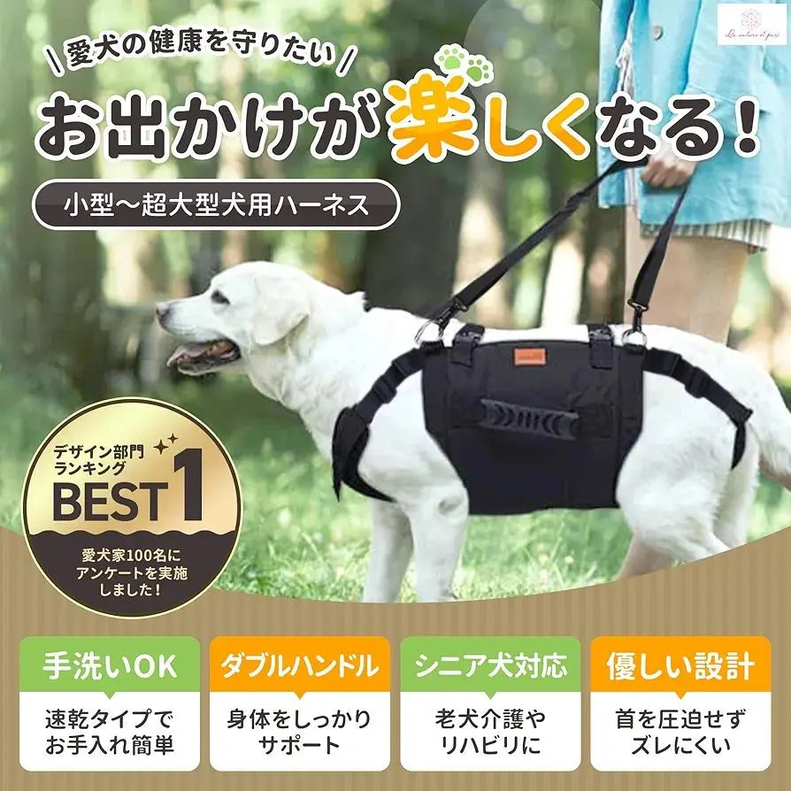 ❤️For small to medium sized dogs [Dog harness M] Dog support Senior dog outing black