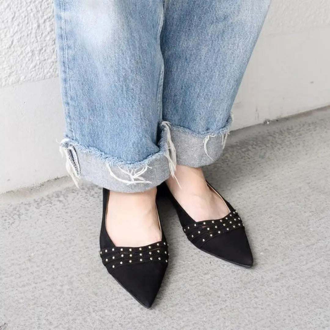 ✨Good condition✨ Stefanie Classic [37] 3-line stud low heels, black, sold out