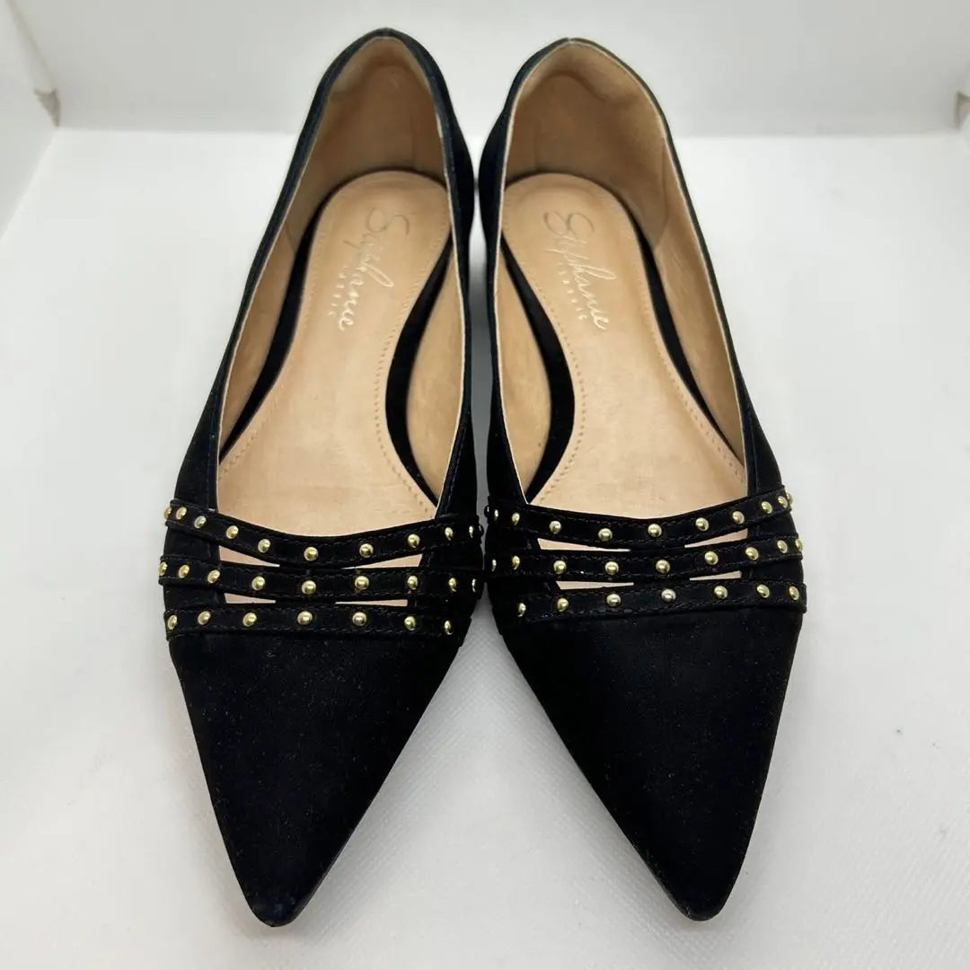 ✨Buen estado✨ Stefanie Classic [37] Tacones bajos con 3 líneas de tachuelas, color negro, agotado