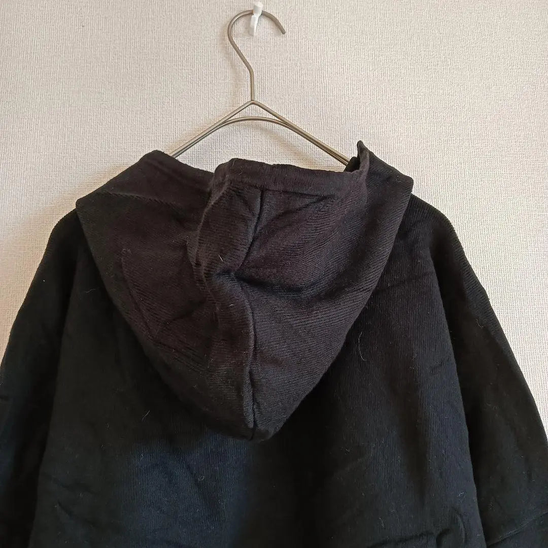 ★ Style Deli Knit Hoodie [F] Black Plain Zip Up Autumn/Winter Hood