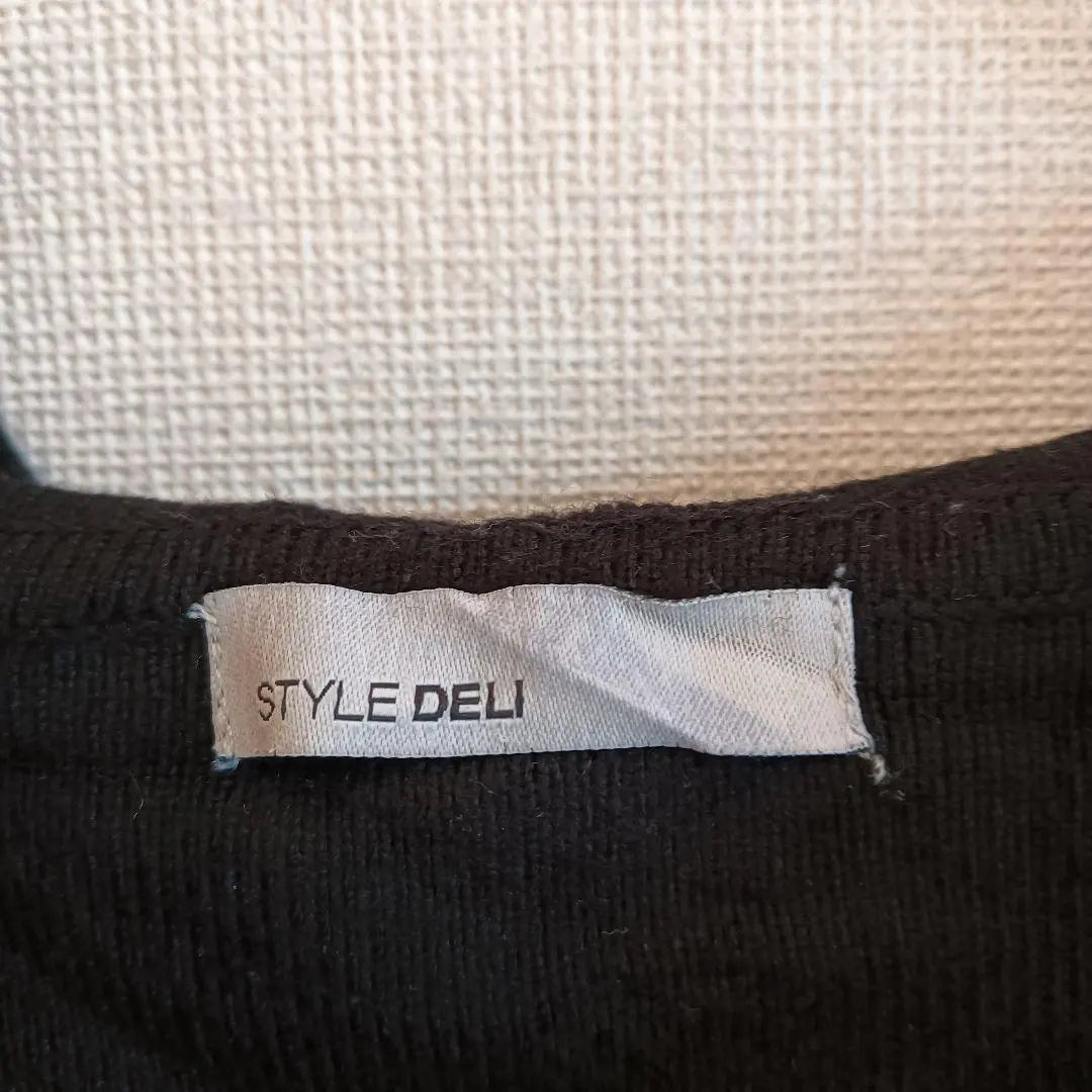 ★ Style Deli Knit Hoodie [F] Black Plain Zip Up Autumn/Winter Hood