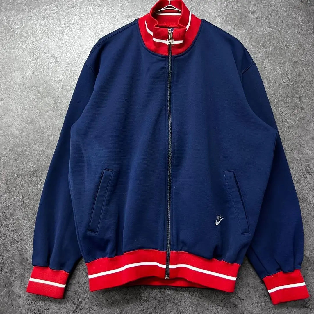 Chaqueta deportiva vintage de jersey con el logotipo de Nike bordado, fabricada en Japón en los años 80, talla L para hombre