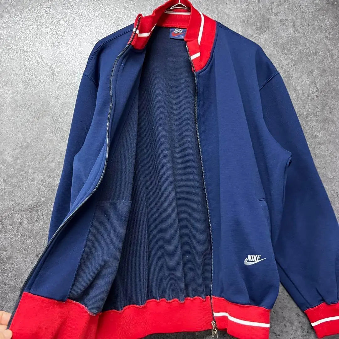 Chaqueta deportiva vintage de jersey con el logotipo de Nike bordado, fabricada en Japón en los años 80, talla L para hombre