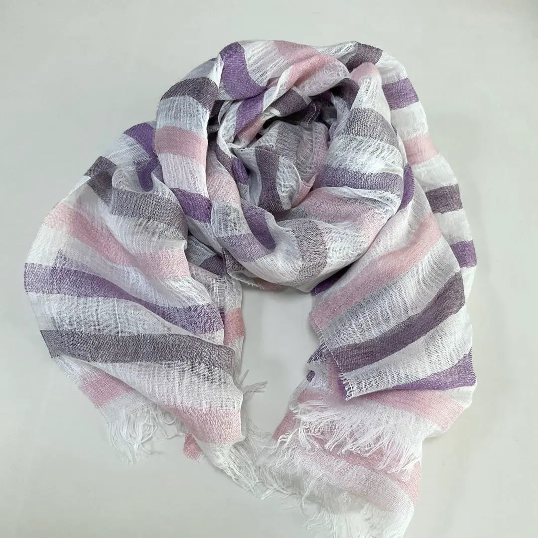 New/Pink x Purple Multi-border pattern, thin, spring, summer, stole