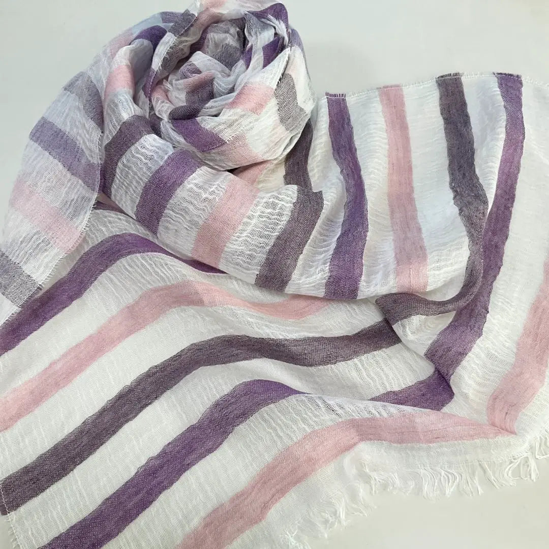 New/Pink x Purple Multi-border pattern, thin, spring, summer, stole