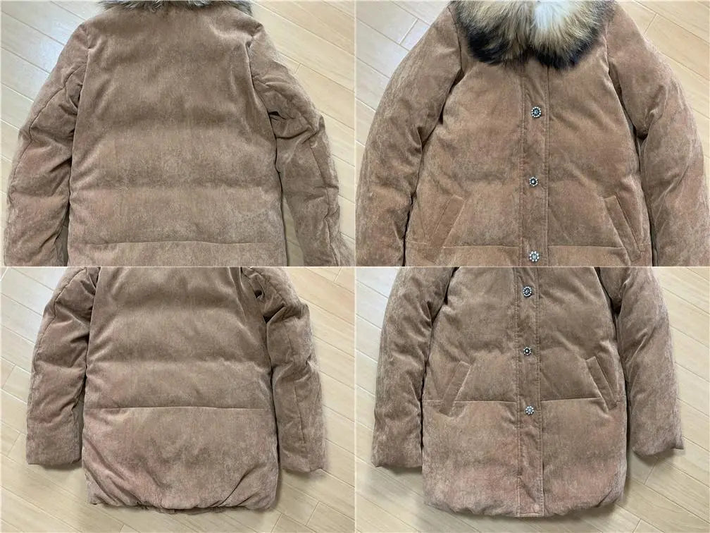 Beautiful condition Ungrid☆Fur Long Down Jacket☆Women Corduroy Outerwear S | 美品 アングリッド☆ファー ロングダウンジャケット☆女性 コーデュロイアウターS