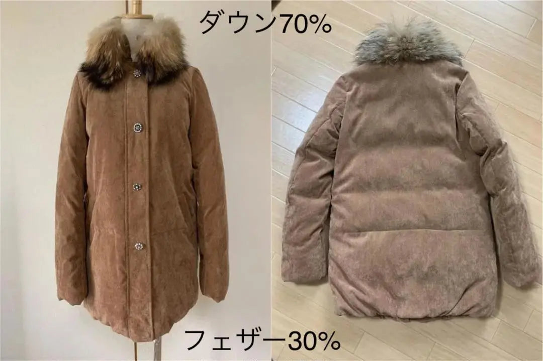 Beautiful condition Ungrid☆Fur Long Down Jacket☆Women Corduroy Outerwear S | 美品 アングリッド☆ファー ロングダウンジャケット☆女性 コーデュロイアウターS