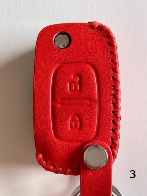 Cowhide Perfect Fit Renault Smart Key Case Kangoo 2B Orange 3