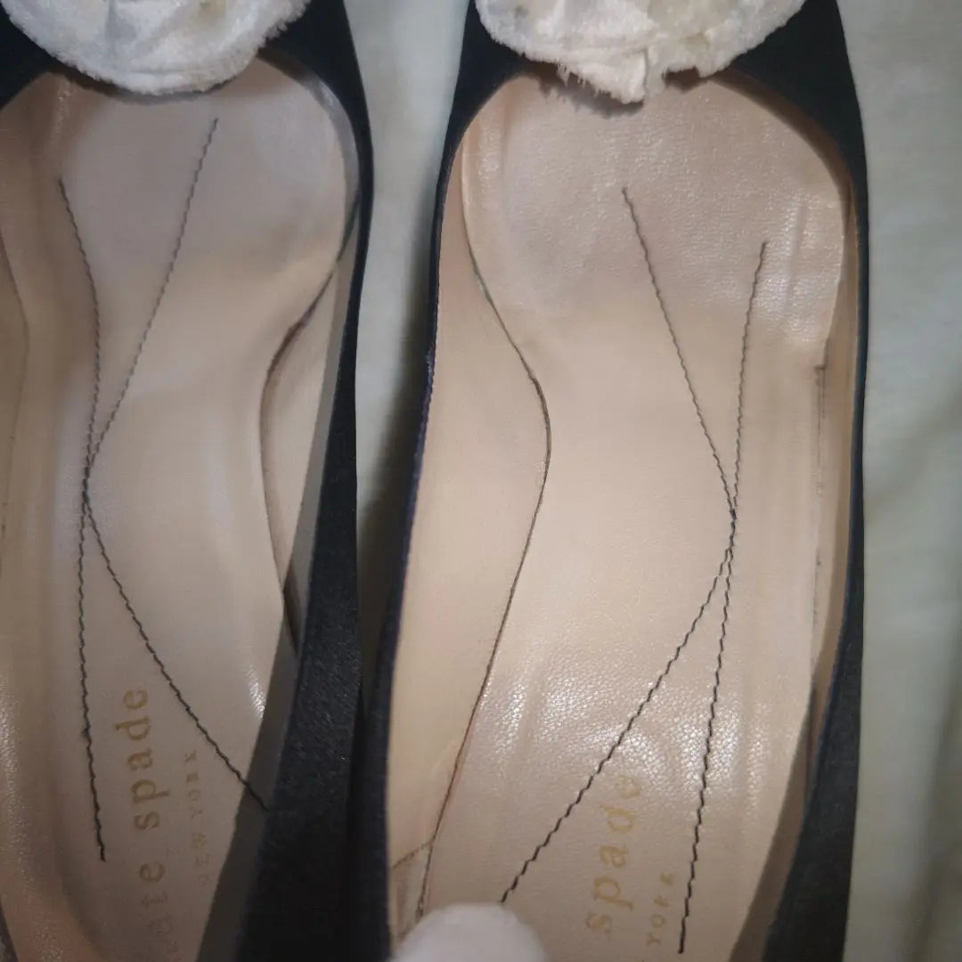 [Stylish☆Cute☆kate Spade] Black White Flower Pumps Size 6