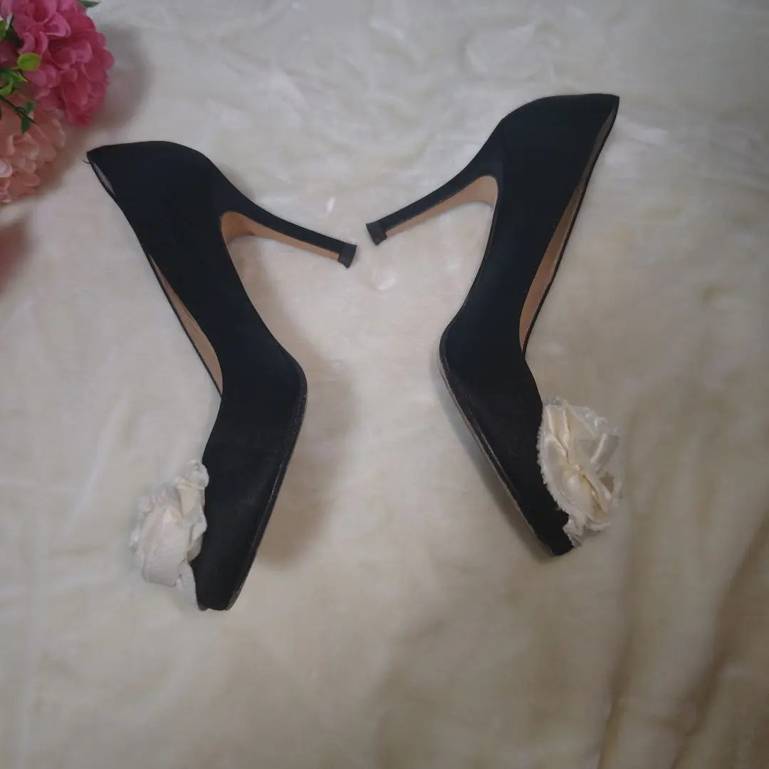 [Stylish☆Cute☆kate Spade] Black White Flower Pumps Size 6