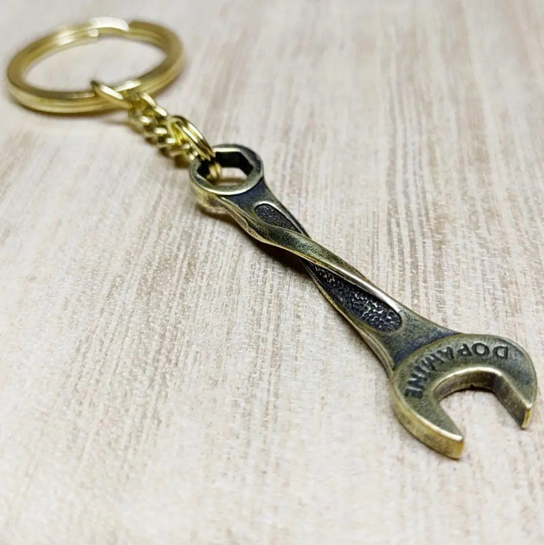 K17 Tool Spanner Charm Brass Vintage Brass Ring Antique