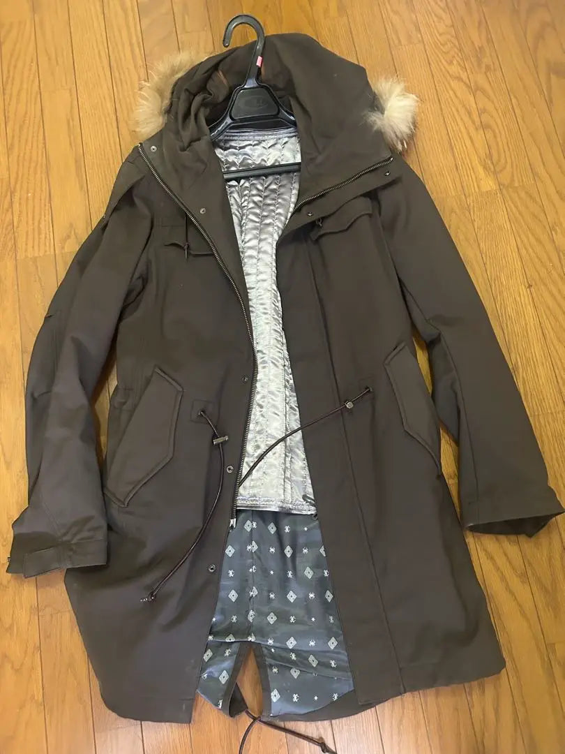 JUN MEN Brown Mod Coat with Fur M Size