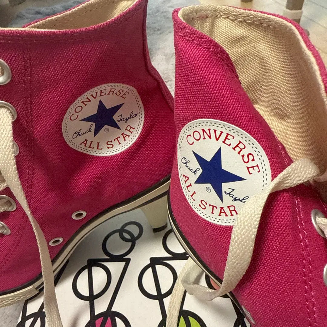 ♡ Nuevo CONVERSE ALL STAR Tacón alto rosa sin usar | ♡新品未使用 CONVERSE ALL STAR ピンク ハイカット ヒール付き