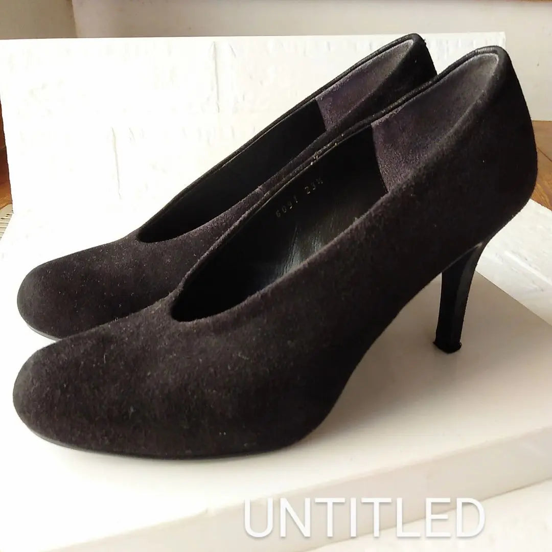 ❤UNTITLED black suede pumps 23.5cm genuine leather high heels