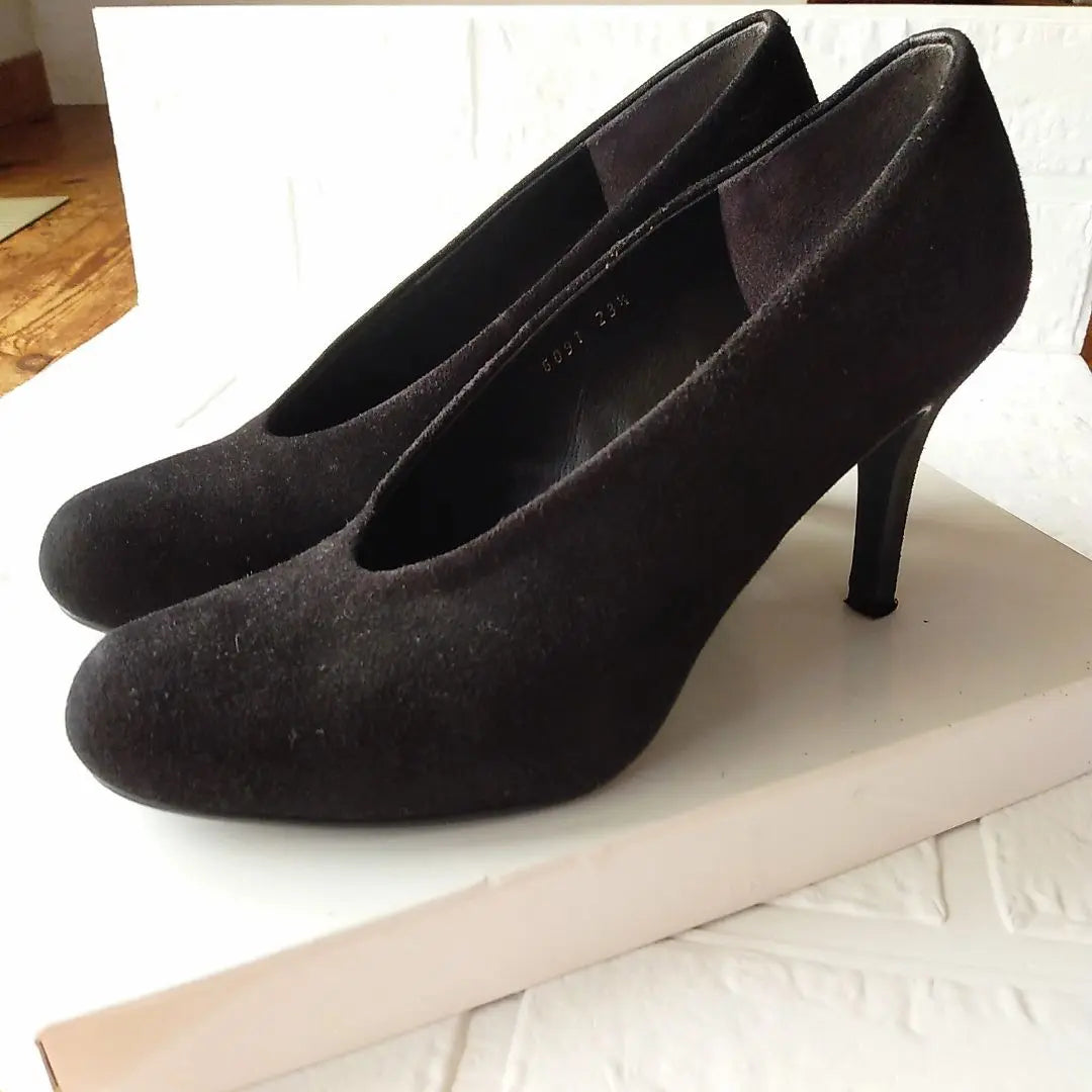 ❤UNTITLED black suede pumps 23.5cm genuine leather high heels