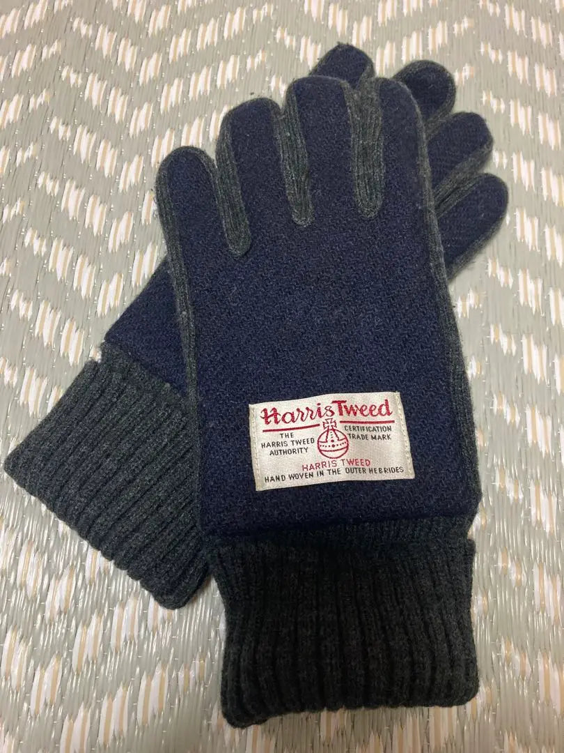 Guantes de lana Harris Tweed azul marino 54