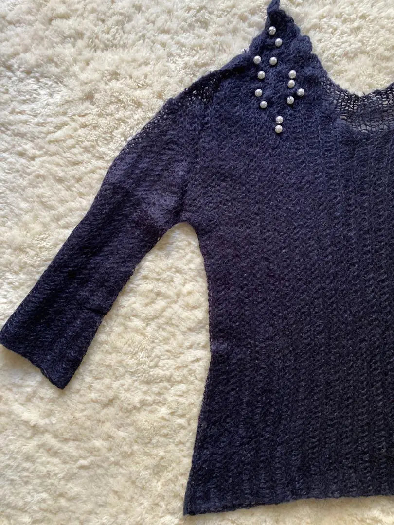 ★Good condition★Sunao Kuwahara Mohair Knit Mohair Knit Pearl