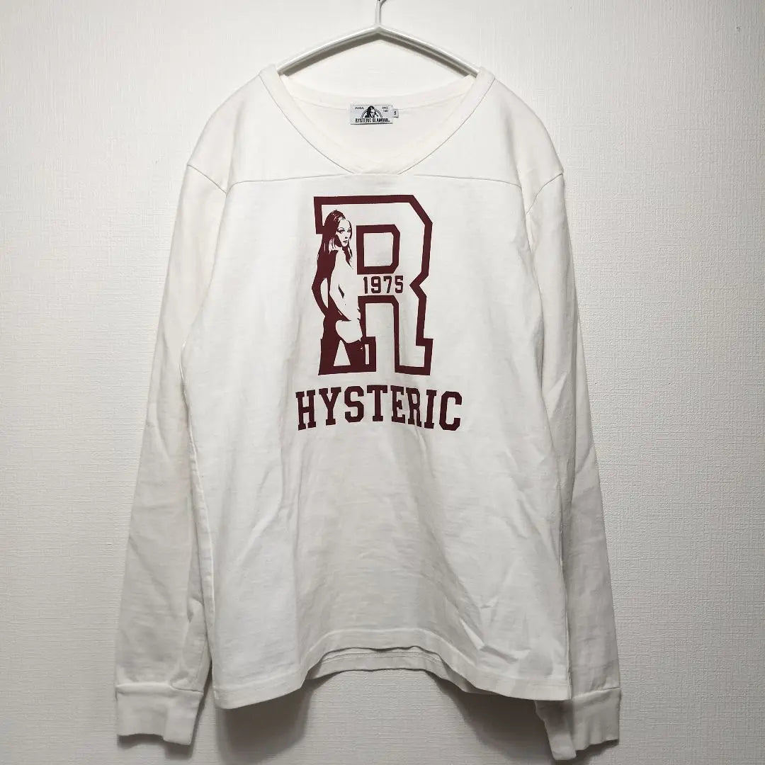 Hysteric Glamour Rumbles PT Camiseta grande con cuello en V | RUMBLE DE GLAMOUR HISTERICO pt VネックビッグT-SH