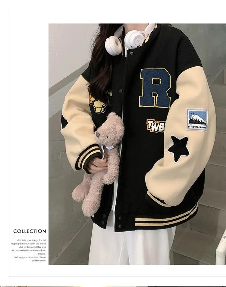 New Women's Stadium Jacket Outerwear Oversized [19]