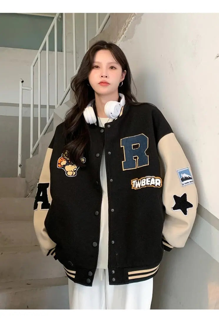 New Women's Stadium Jacket Outerwear Oversized [19]