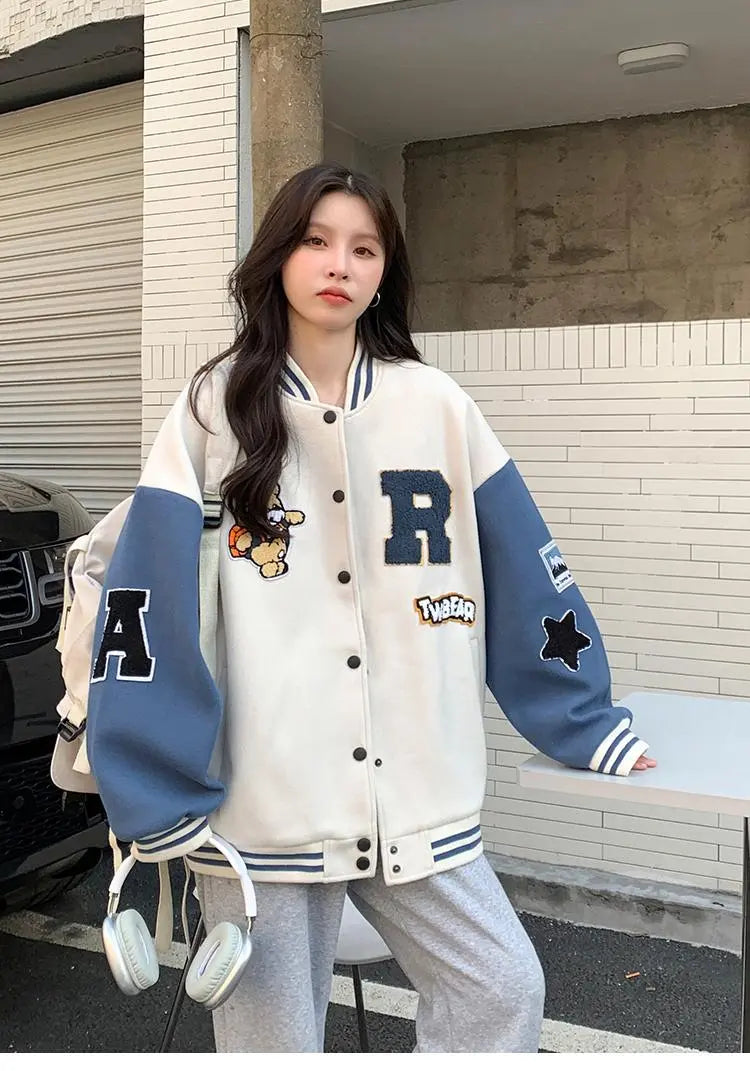 New Women's Stadium Jacket Outerwear Oversized [19]