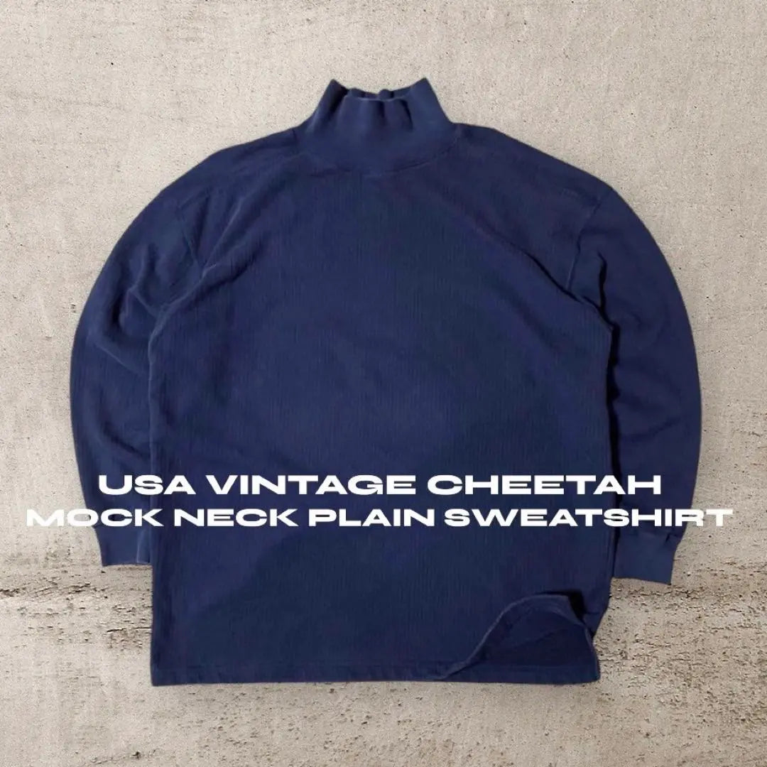 USA Vintage CHEETAH Cheetah Mock Neck Plain Sweatshirt Normcore