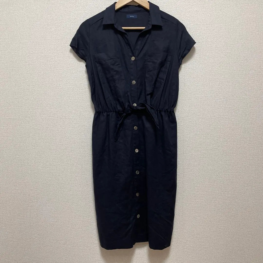 Beautiful condition Ships Ships shirt dress knee length navy linen