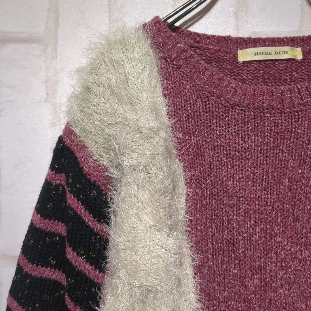 Buenos productos ✨Rose bud manga shaggy knit 90s Suéter de manga larga Rosa talla F | 良品✨ROSE BUD 袖シャギーニット 90s 長袖セーター ピンク Fサイズ