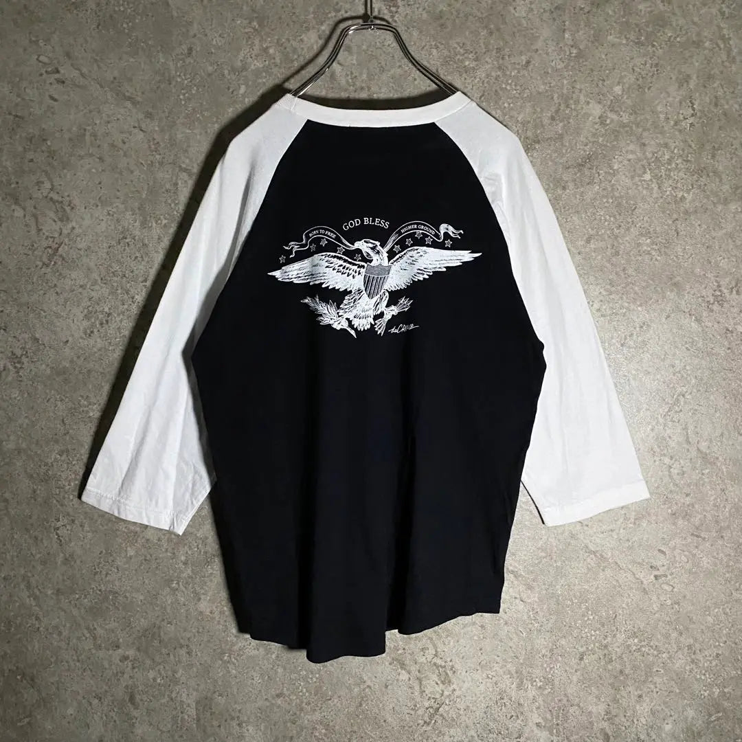 [Rare] Raglan sleeve T-shirt, 3/4 sleeve, Eagle, beautiful, stylish design