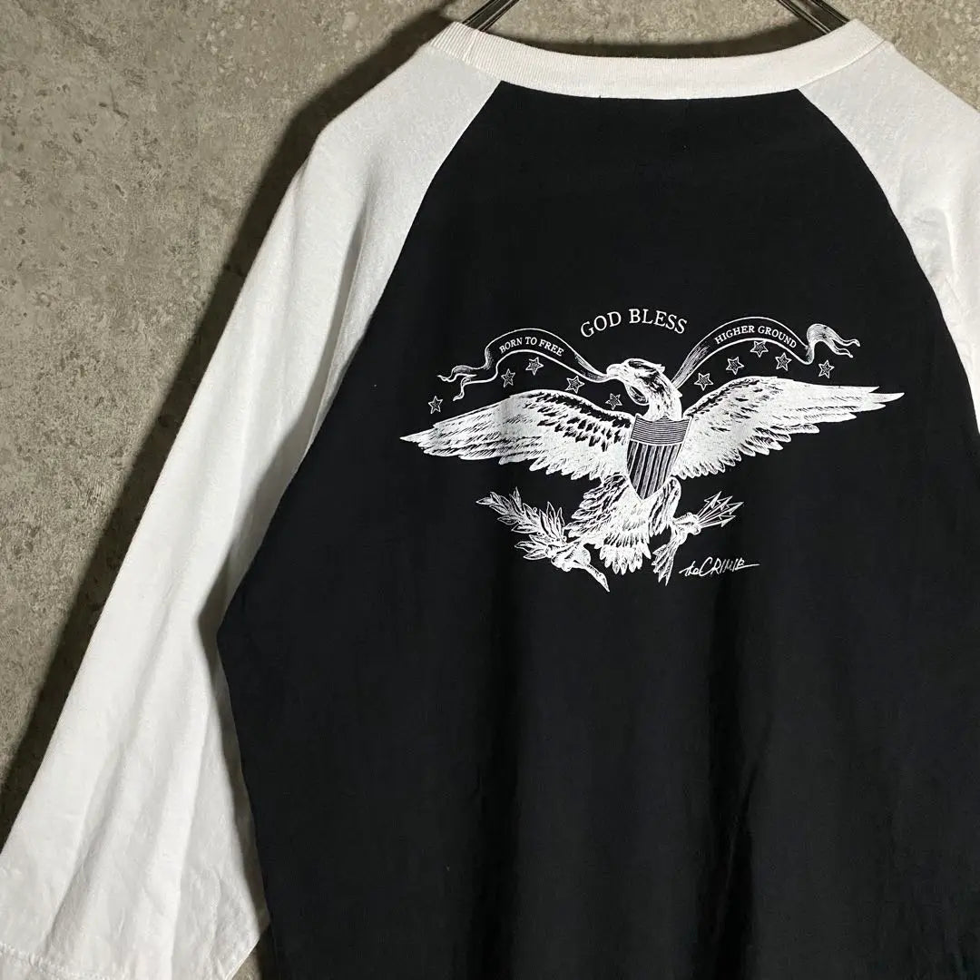 [Rare] Raglan sleeve T-shirt, 3/4 sleeve, Eagle, beautiful, stylish design