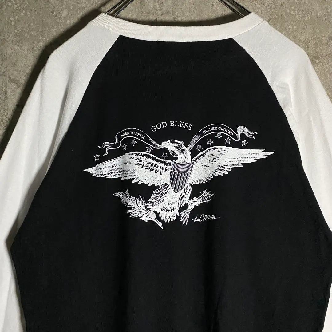 [Rare] Raglan sleeve T-shirt, 3/4 sleeve, Eagle, beautiful, stylish design