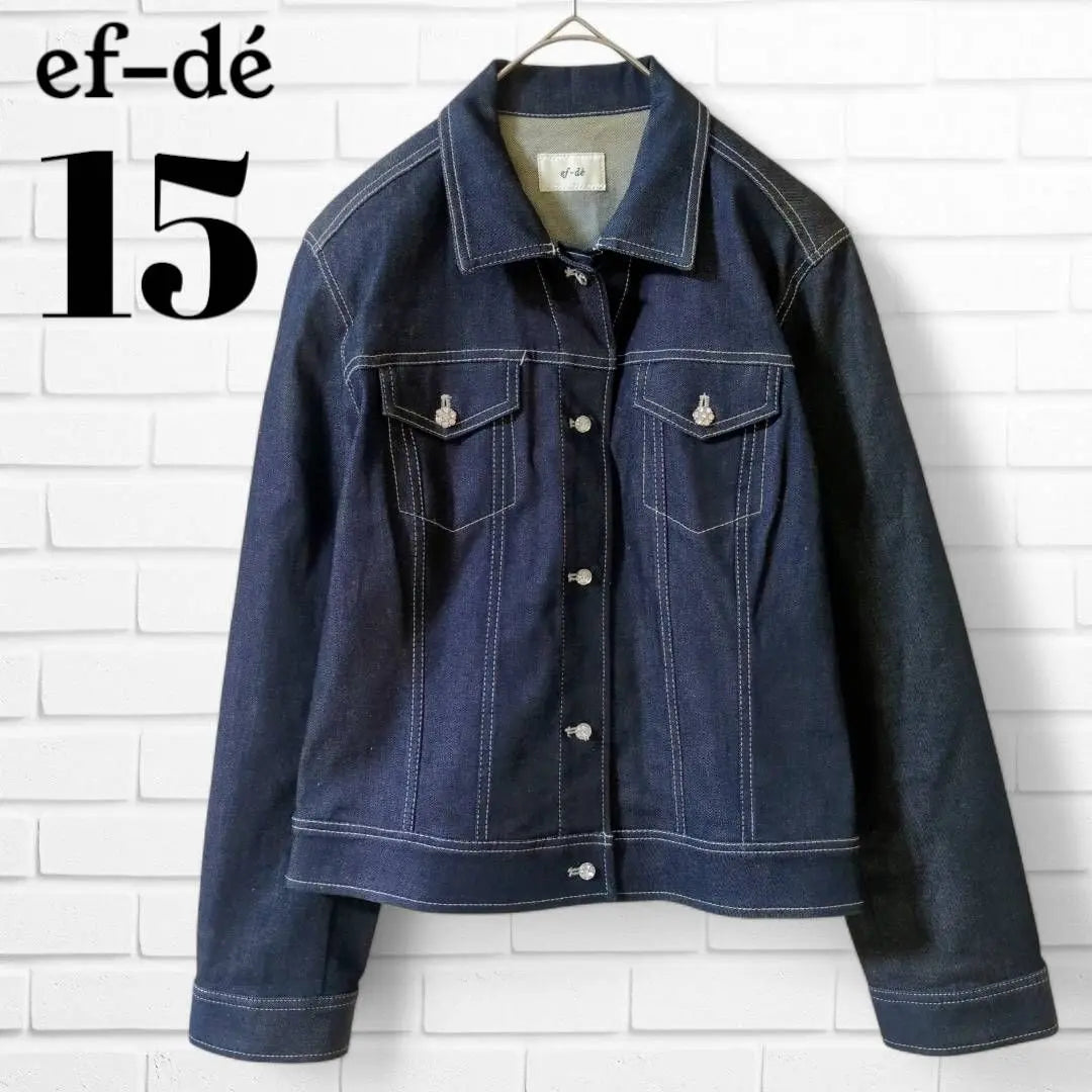 FD Denim Jacket with Bijoux G-Jean Large Size 15 (2XL) Blue | エフデ ビジュー付きデニムジャケット Gジャン 大きいサイズ15（2XL）ブルー