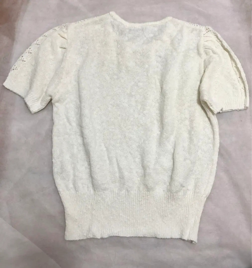 LADY'S MAN Short Sleeve Knit White Lace Knit