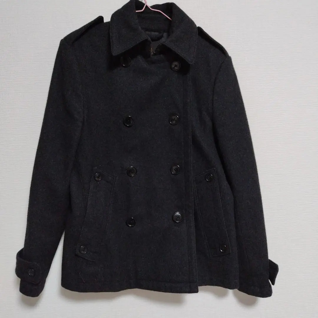 TRANS CONTINENTS Black Wool Coat M Angola Cashmere