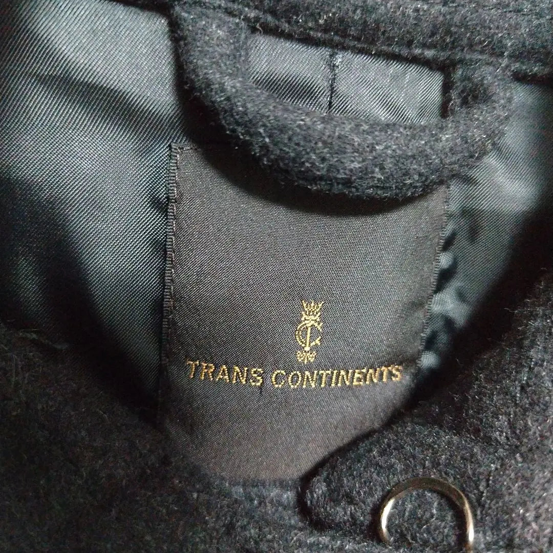 TRANS CONTINENTS Black Wool Coat M Angola Cashmere