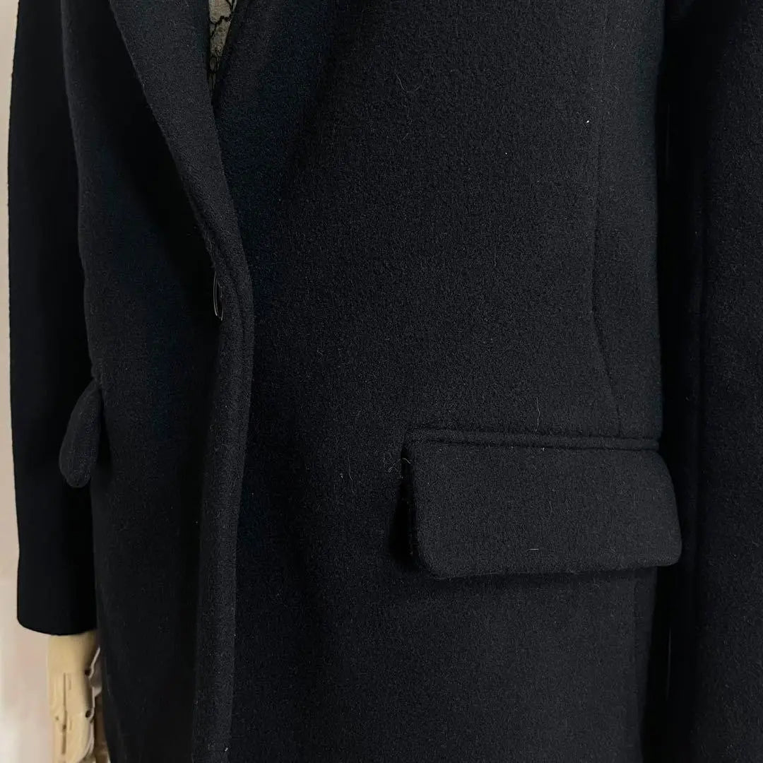 ❤️Studios, black, thick, high quality wool, long chester coat, 0・S