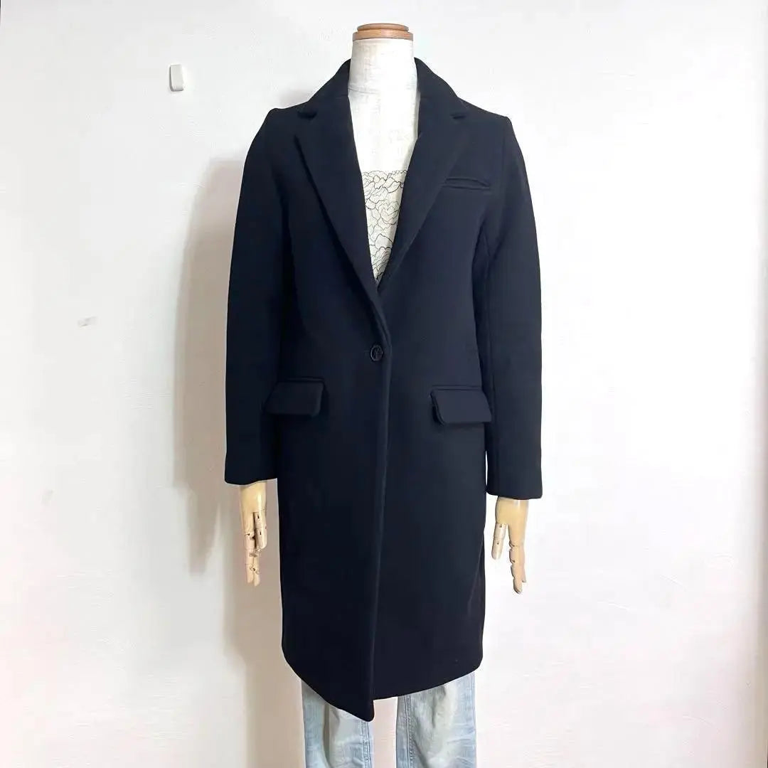 ❤️Studios, black, thick, high quality wool, long chester coat, 0・S