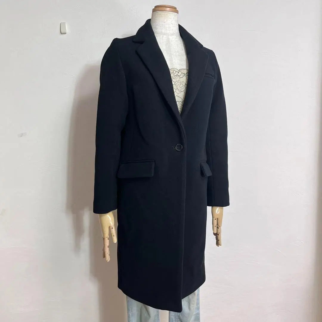 ❤️Studios, black, thick, high quality wool, long chester coat, 0・S