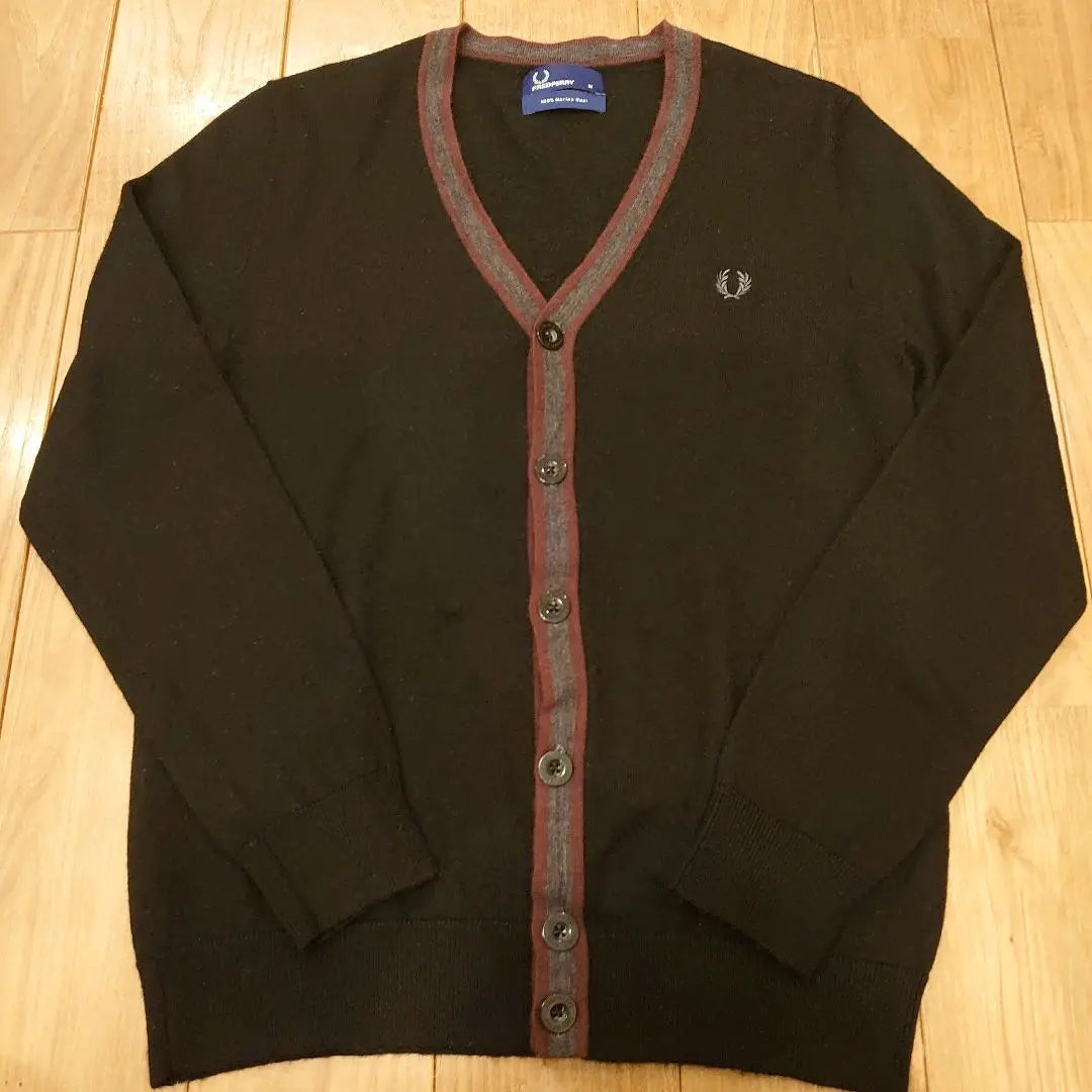 Fred Perry Embroidery Logo Wool Cardigan Black Black