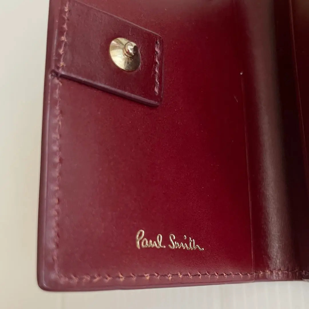 Estuche para llaves con monedero de cuero Luxe Shine de PaulSmith en piel de vacuno burdeos