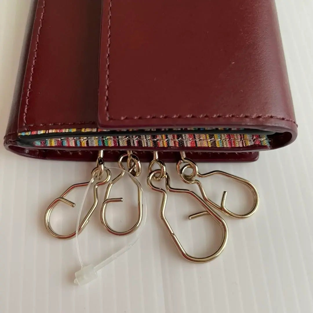 Estuche para llaves con monedero de cuero Luxe Shine de PaulSmith en piel de vacuno burdeos