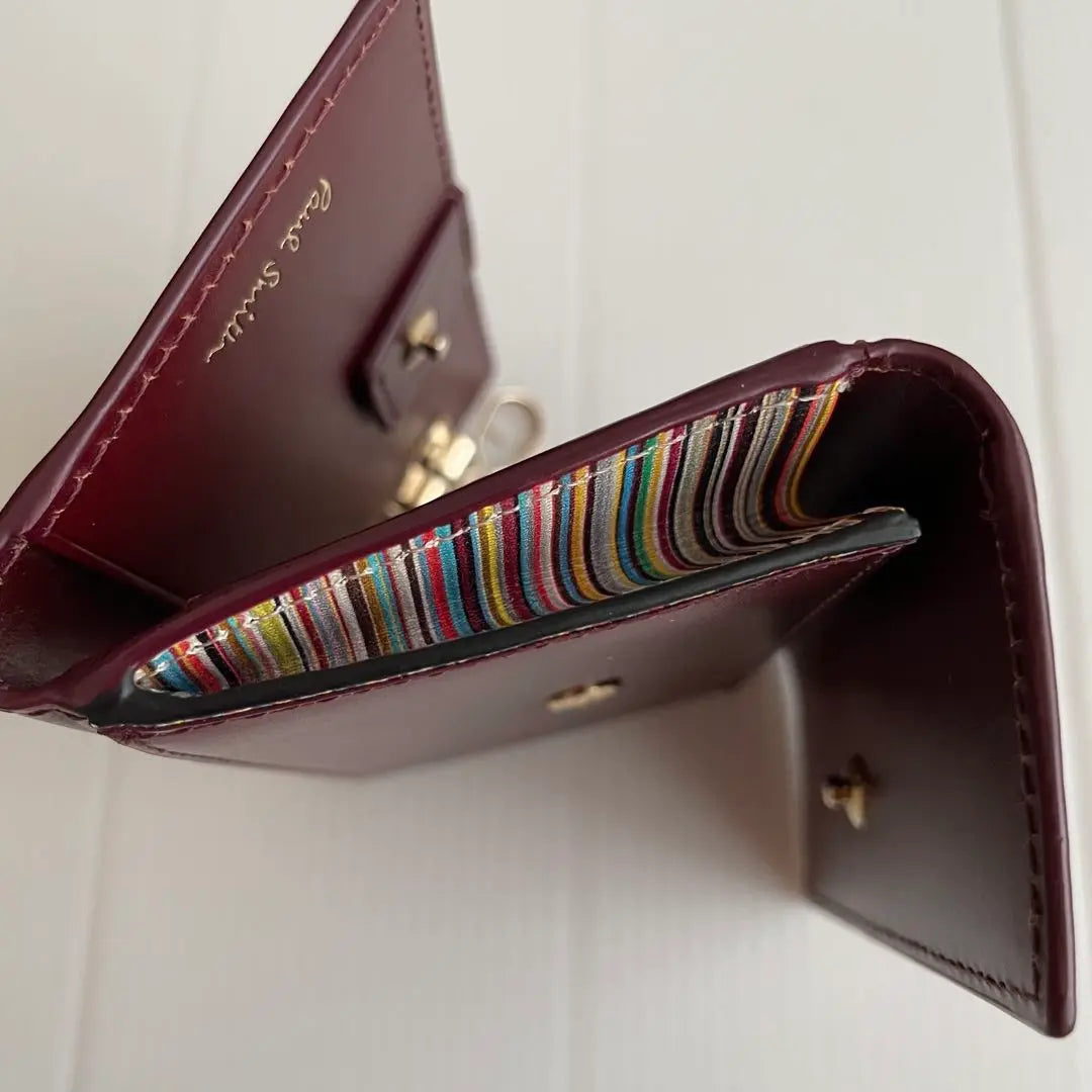 PaulSmith Leather Luxe Shine Key Case with Coin Purse Bordeaux Cowhide